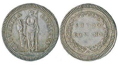 ITALIE, République Romaine (1798 - 1799). Scudo Romano, non daté. TTB