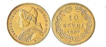 VATICAN, Grégoire XVI (1831 - 1846). 10 scudi de Rome, 1837, anno VII. F 263. TT...