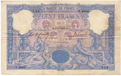 null 100F bleu et rose type 1888 du 1.9.1906. F 21/20.