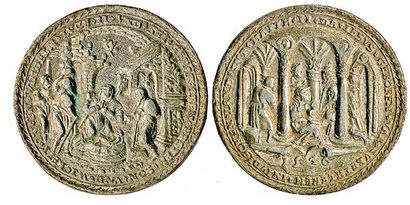 null PRAGUE.Médaille d'argent datée 1546 à la Nativité et à l'Adoration des Rois...