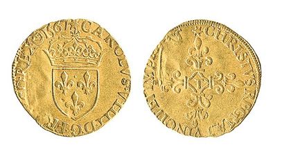 CHARLES IX (1560- 1574) Ecu d'or au soleil, 1567 Nantes. Dy 1057. TB