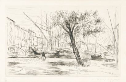 DUNOYER DE SEGONZAC André, 1884 -1974 Saint-Tropez, le port, 1927 Eau-forte n° 27...