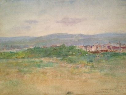 DELACHAUX Leon, 1850-1919 Rue Caulaincourt, aquarelle, dédicacée à Guiguet 25.5 x...