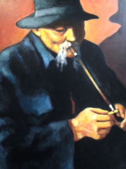DELPEUX Jean, 1934-2000 Longue pipe Huile sur toile signée en haut à droite 81x65...