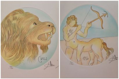 DALI Salvador, d'après Les signes du zodiac, le lion et le centaure 2 lithographies,...