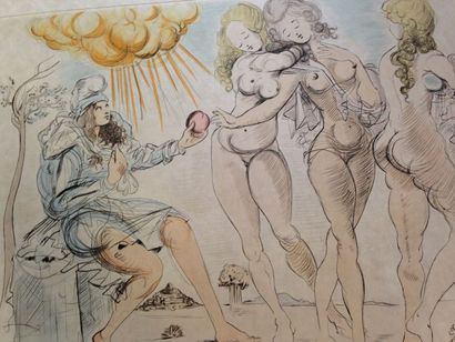 DALI Salvador, d'après Les trois graces Lithographie, sur japon, signée en ba sà...