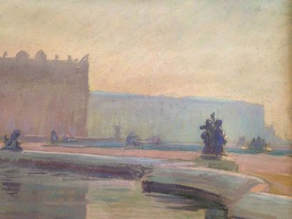 HORTON William Samuel, 1865-1936 Vue du grand bassin du parc de Versailles. Pastel...