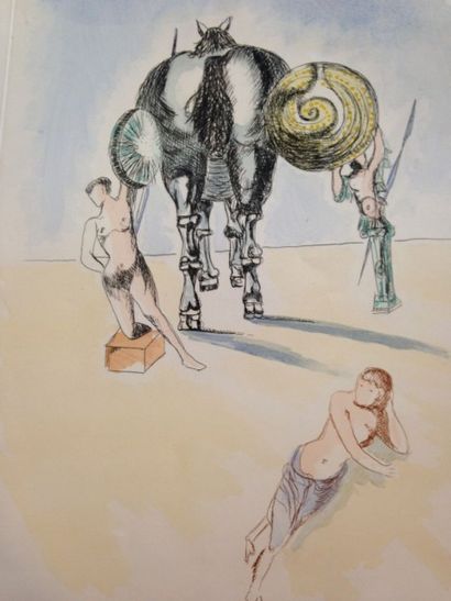 DALI Salvador, d'après Personnages et cheval Eau forte signée en ba sà droite, justifiée...