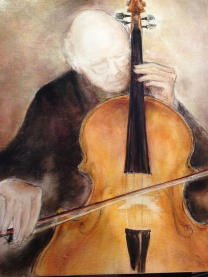 TESSIER Michel, XXème Le violoniste Yeoudi Menouine Huile sur toile signée en bas...