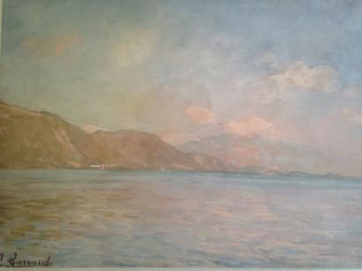 GARRAUD Léon, 1877-1961, 

Lac de montagne, 

huile sur carton , signé en bas à gauche,...
