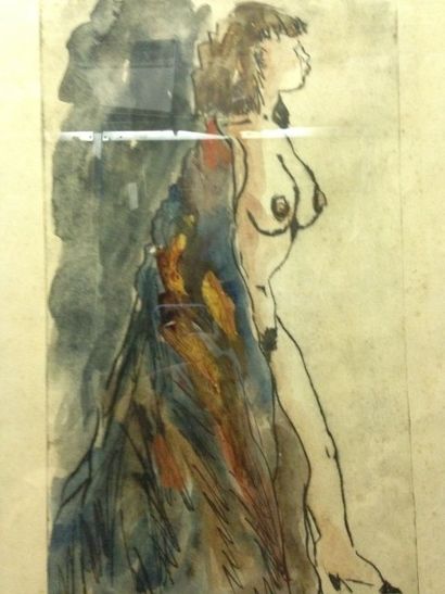 LYDIS Mariette, 1894-1970, 

Femelle, 

eau-forte en noir, rehauts d'aquarelle et...