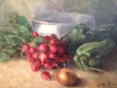 PRUSAK Waclaw, 1891-1978 

Nature morte aux légumes (radis, poivrons). 

Huile sur...
