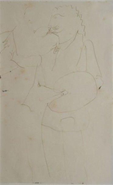 DERAIN André, 1880-1954, 

Peintre à la palette, 

dessin au stylo bille (insolation,...