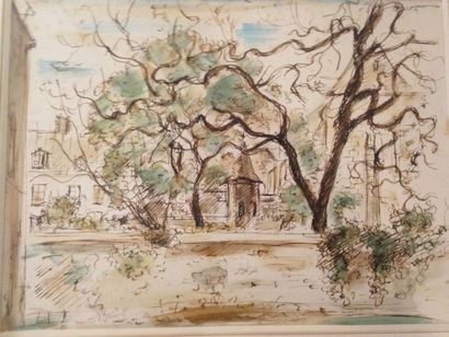 DIGNIMONT André, 1891-1965 

Propriété derrière les arbres

encre et aquarelle, signé...