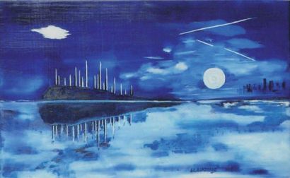 AC BERTRAND (née en 1940) C'est la pleine lune Huile sur toile, signée en bas à droite,...