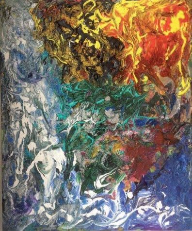 GUERMOUCHE Mounira (née en 1962) La rivière étincelante Huile et acrylique sur toile,...