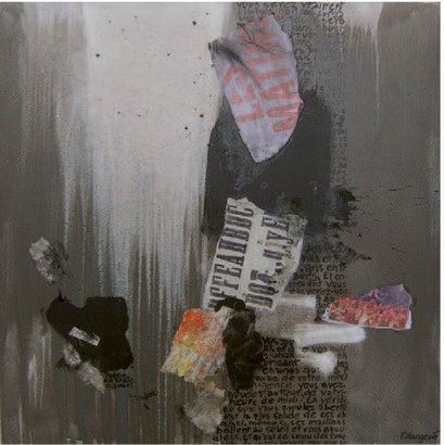 LANGEVIN Pascal (né en 1955) Khalil Gibran Acrylique et collages, signé en bas à...