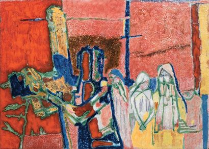 Paul GUIRAMAND Jésus console les filles de Jérusalem Émail peint polychrome original...