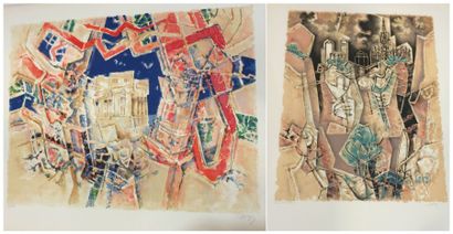 DAYEZ Georges (1907-1991) Abstraction - Vue de ville 2 lithographies, signées en...