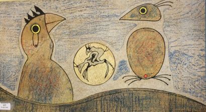 ERNST Max (d'après) Composition aux oiseaux Lithographie, signée et datée en bas...