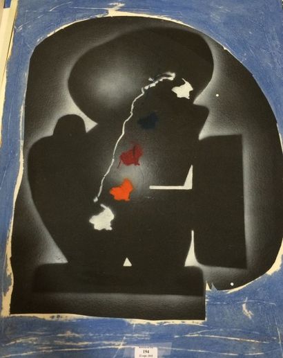 KIJNO LADISLAS (1921-2012) Composition sur fond bleu Lithographie, signée en bas...