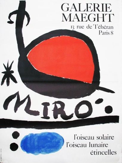 MIRO Joan (d'après) Affiche d'exposition L'oiseau solaire, l'oiseau lunaire étincelles...