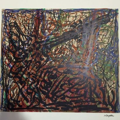 RIOPELLE Jean-Paul (1923-2002) Abstraction Lithographie, signature imprimée en bas...