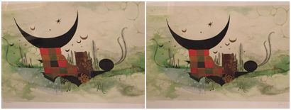 CUCEJ Roland (né en 1958) Composition surréaliste 2 lithographies, signées en bas...