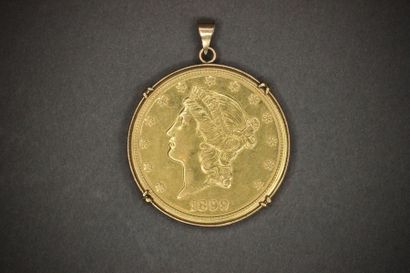 null Pièce 20 dollars en or jaune 1899, monté en pendentif. Poids: 38,1 gr