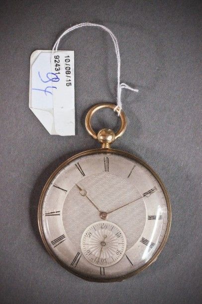 null Montre de gousset en or jaune, index chiffres romains. Ancienne montre du professeur...