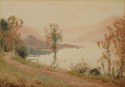HEATON-COOPER Alfred, 1864-1929 Bords de lac aquarelle (rousseurs et insolation),...
