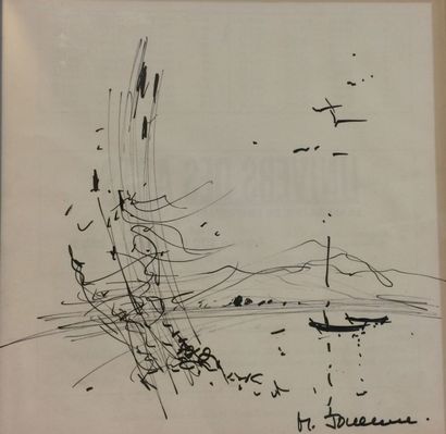 JOUENNE Michel (né en 1933) Bord de lac Feutre sur papier, signé en bas à droite,...