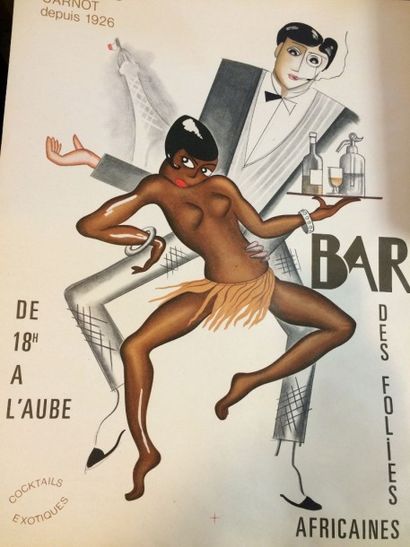 null Affiche Joséphine Baker, Bar des folies Africaines, 64x48cm.
