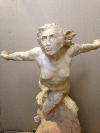 LARCHE Raoul, d'après La tempête et ses nuées sculpture en plâtre avec âme en bois...