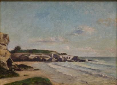 AVIAT Jules Charles, 1844-1931 Bord de mer en Normandie Huile sur toile (restaurations...