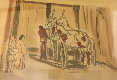 BRAYER Yves (1907-1990) Chevaux de cirque Lithographie, signée en bas à gauche et...