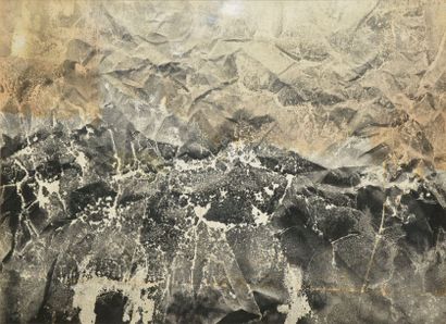 ACKERMAN Paul (1908-1981) 
Paysage imaginaire
Technique mixte sur papier froissé...
