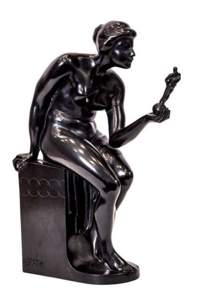 GRATH Anton (1881-1955) 
Méditation
Bronze à patine noire (légers frottements et...