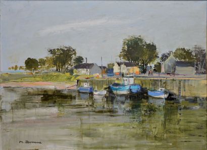 JOUENNE Michel (né en 1933) 
Port normand
Huile sur toile, signée en bas à gauche,...