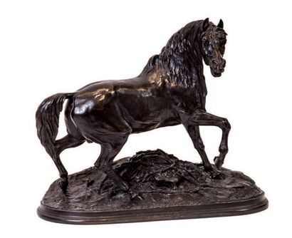 MENE Pierre Jules (1810-1879) 
Cheval libre n°1
Bronze à patine brune foncé (légères...