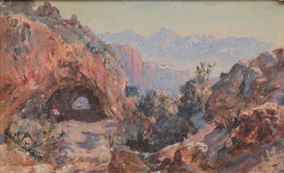 NOIRÉ MAXIME (1861-1927) 
Chemin en Afrique du Nord (Atlas)
Huile sur toile, signature...
