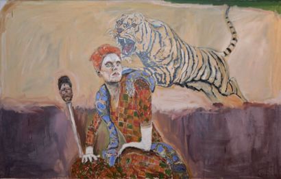PASQUA Philippe (Né en 1965) 
Arlequin au tigre et au serpent, 1994
Peinture sur...