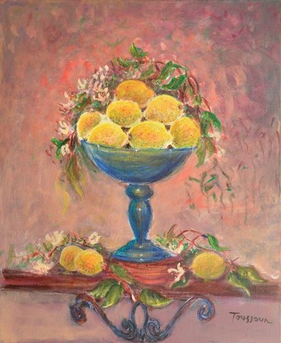 TOUSSOUN Mounira Princesse (née en 1942) 
La vase de citron
Huile sur toile, signée...