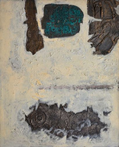 TUMARKIN Igael (né en 1933) 
Sans titre blanc et turquoise
Technique mixte et collage...
