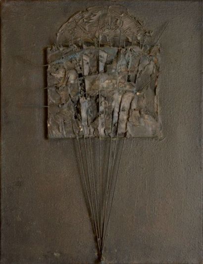 TUMARKIN Igael (né en 1933) 
Parachute, 1959
Technique mixte et collage sur toile...