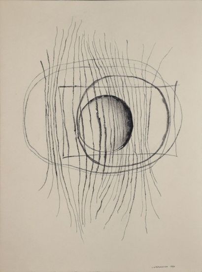 TUTUNDJIAN LÉON ARTHUR (1905-1968) 
Composition à la sphère, 1960
Crayon noir, plume...