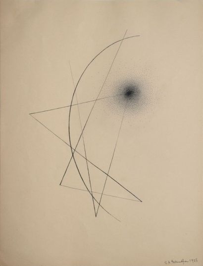 TUTUNDJIAN LÉON ARTHUR (1905-1968) 
Composition à l'arc, 1928
Encre noire sur papier...