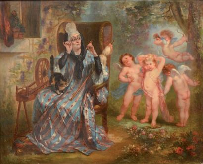 VOILLEMOT Charles (1822-1893) 
L'Amour désespéré
Huile sur toile (quelques restaurations...