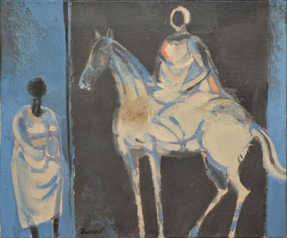 ZAVARO Albert (Né en 1925) 
Figure et cavalier
Huile sur toile, signée en bas à gauche,...