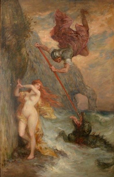 ANONYME (seconde moitié du XIXe siècle) 
Persée délivrant Andromède
Huile sur toile...